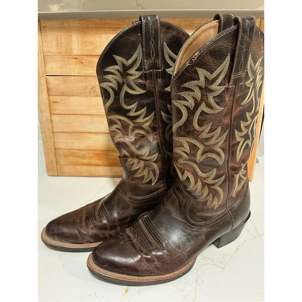 Ariat Mens Heritage Leather Western Cowboy Boot Sz 9.5D